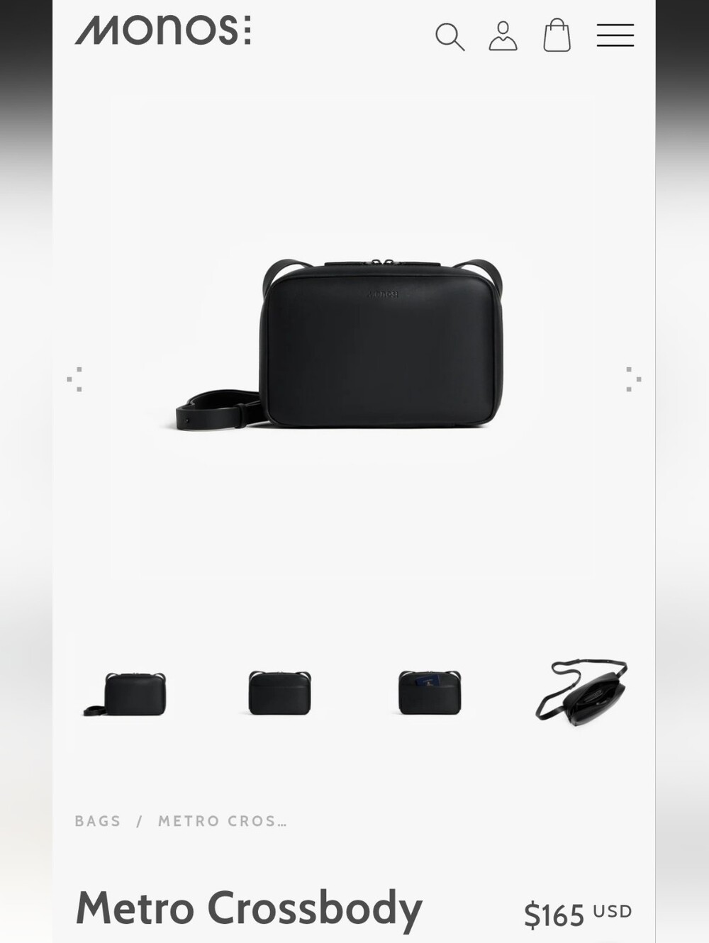 Monos Metro Crossbody Bag in Black